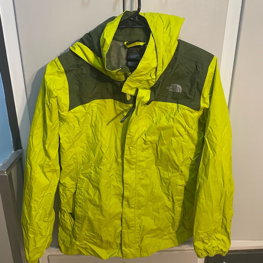 North Face Youth XL Green Rain Jacket